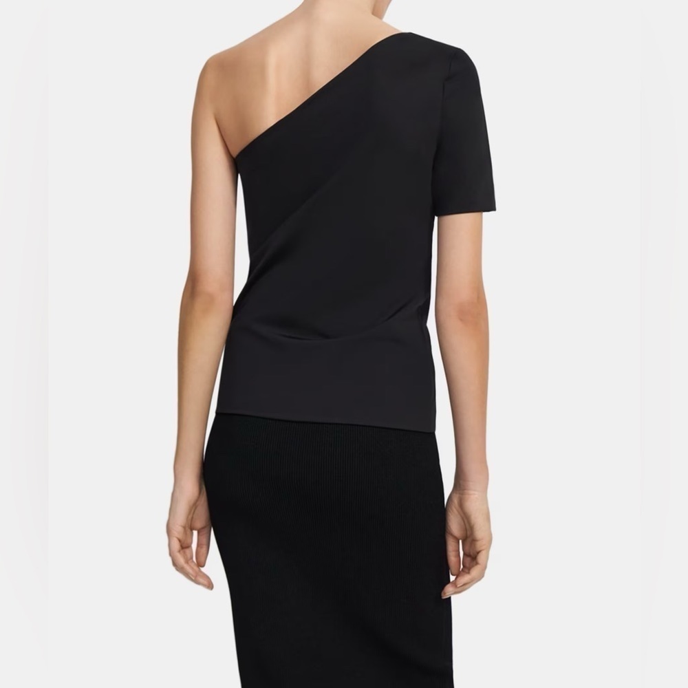 Theory Off The Shoulder Tee in Stretch Knit Black Small - Picture 3 of 9